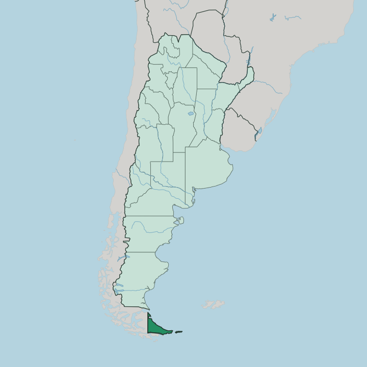 Map showing Tierra del Fuego Province — In Argentina