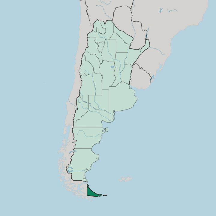Map showing Tierra del Fuego Province — In Argentina
