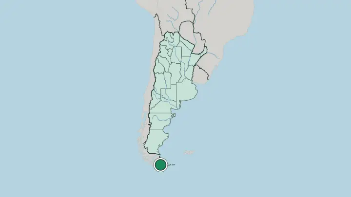 Map of Ushuaia in Argentina