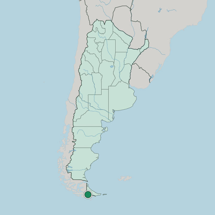 Map showing Ushuaia — In Argentina