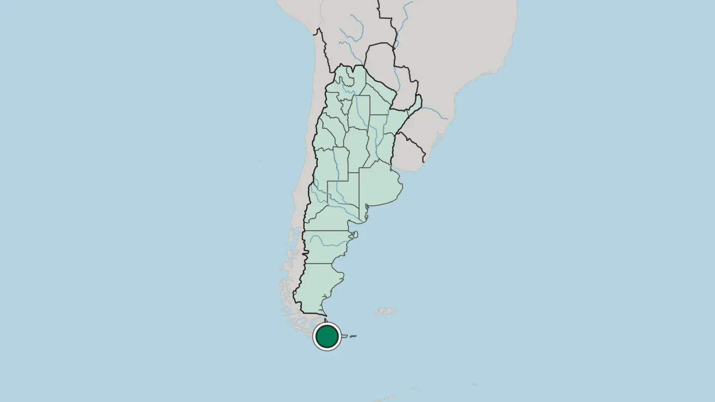Map of Ushuaia in Argentina