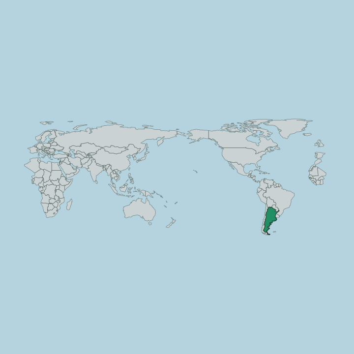 Map showing Argentina — Worldwide