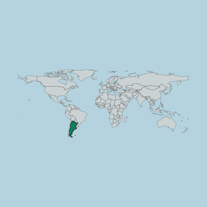 Map showing Argentina — Worldwide