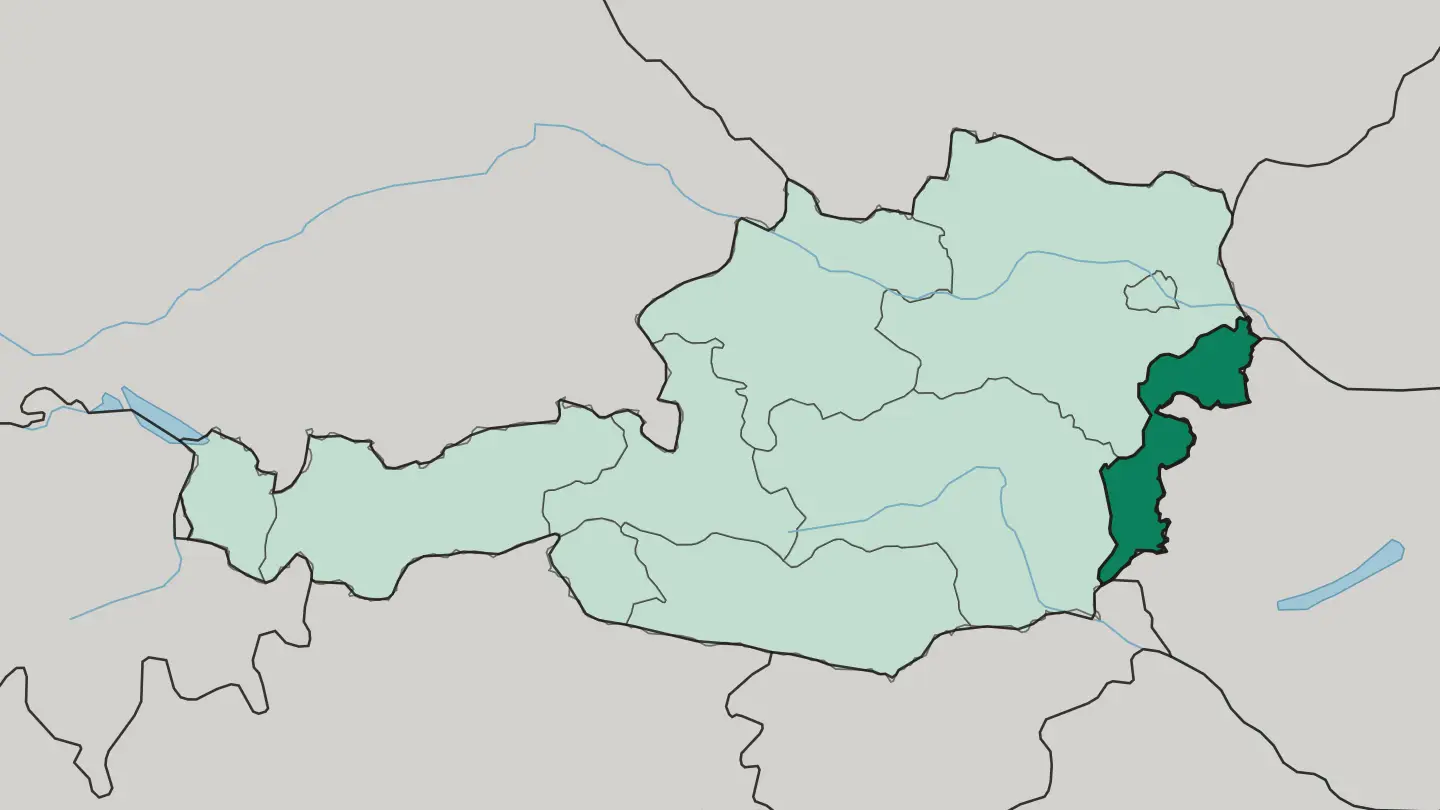 Map of Burgenland in Austria