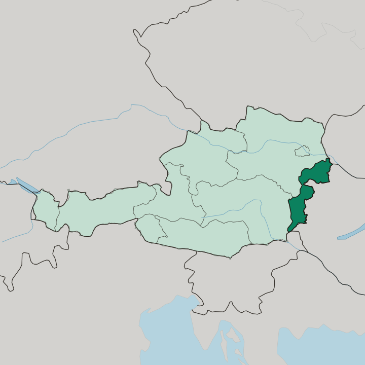 Map showing Burgenland — In Austria