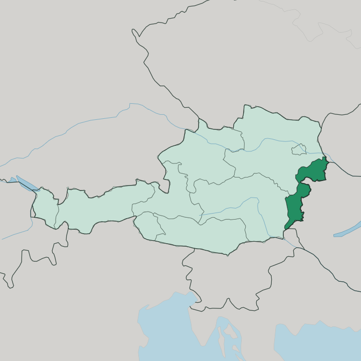 Map showing Burgenland — In Austria