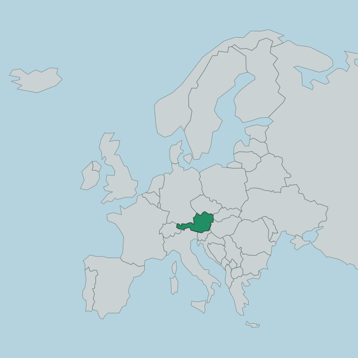 Map showing Austria — In Europe