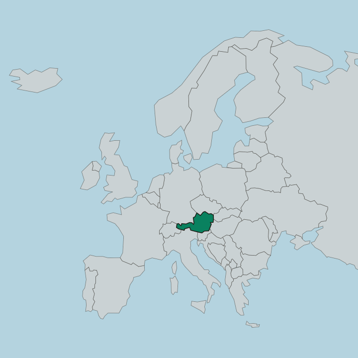 Map showing Austria — In Europe
