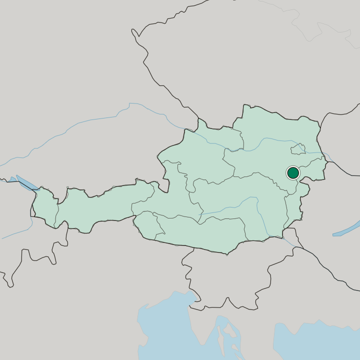 Map showing Wiener Neustadt — In Austria
