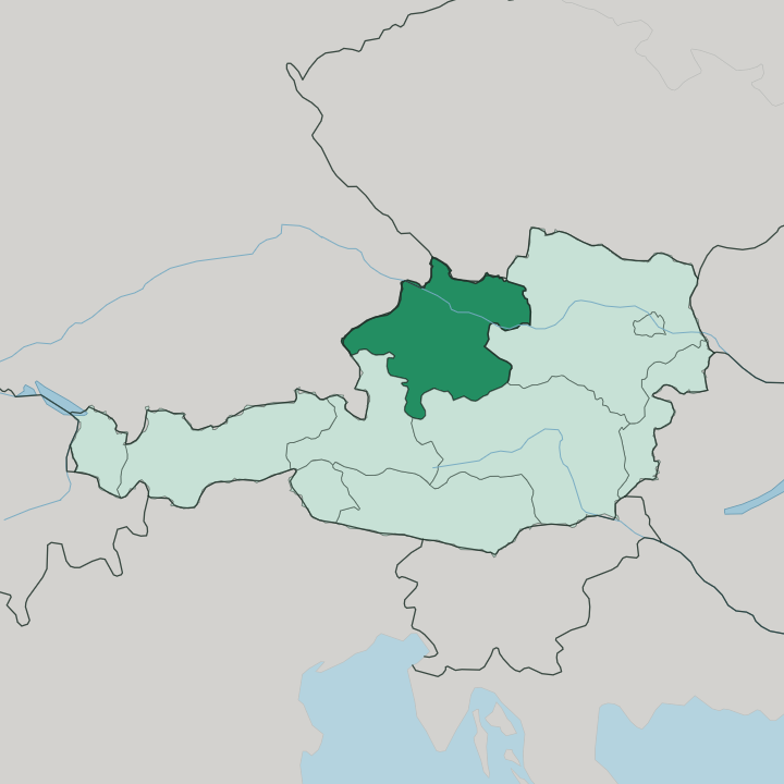 Map showing Oberösterreich — In Austria