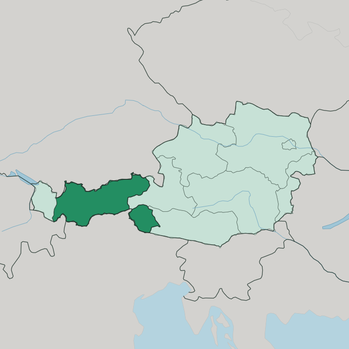 Map showing Tirol — In Austria