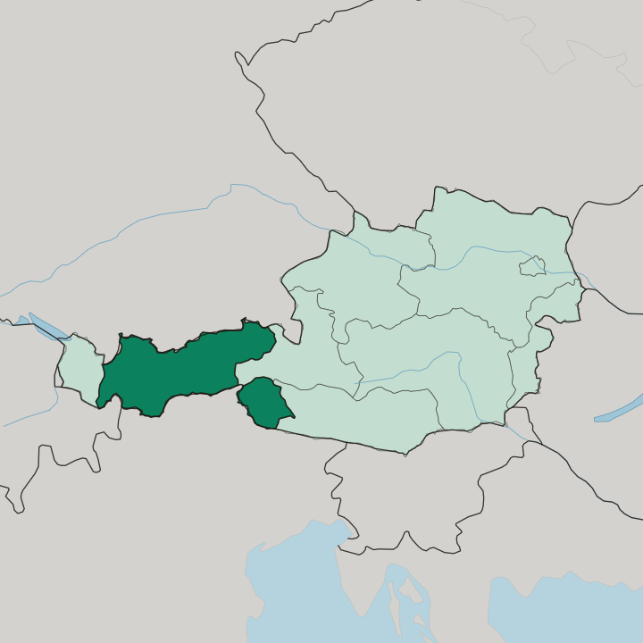 Map showing Tirol — In Austria