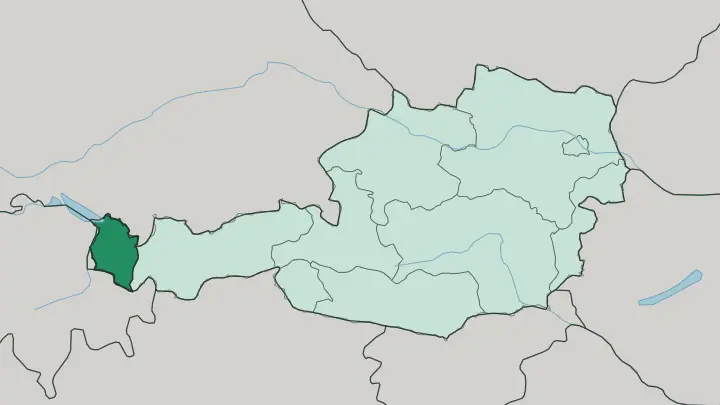 Map of Vorarlberg in Austria