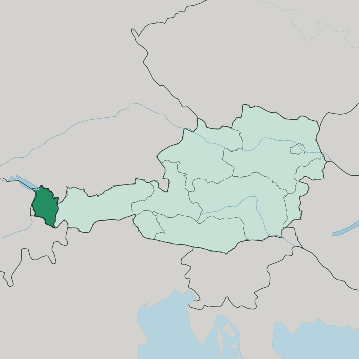 Map showing Vorarlberg — In Austria
