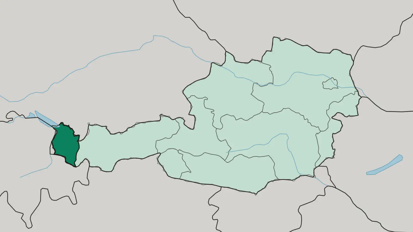 Map of Vorarlberg in Austria