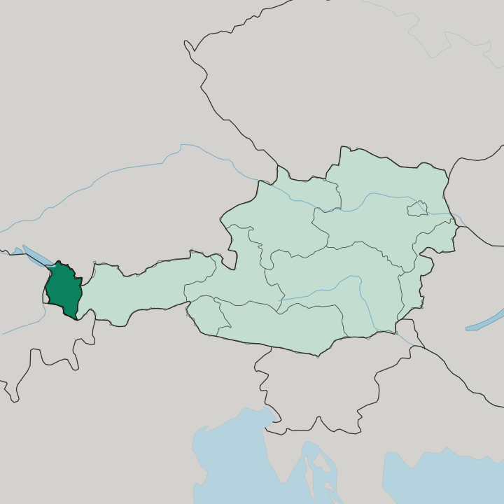 Map showing Vorarlberg — In Austria