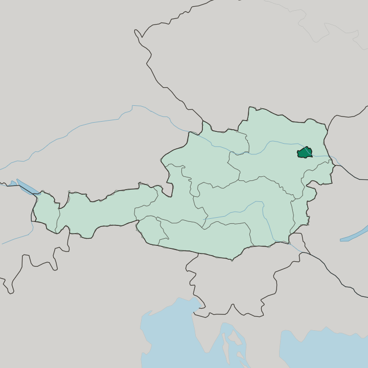 Map showing Wien — In Austria