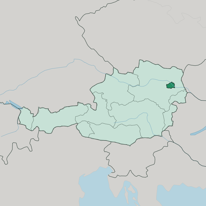 Map showing Wien — In Austria