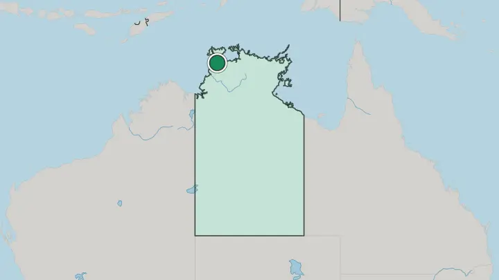 Map of Darwin in Australia