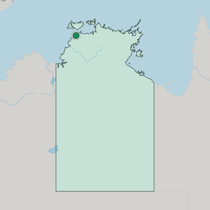 Map showing Darwin — In Northern Territory
