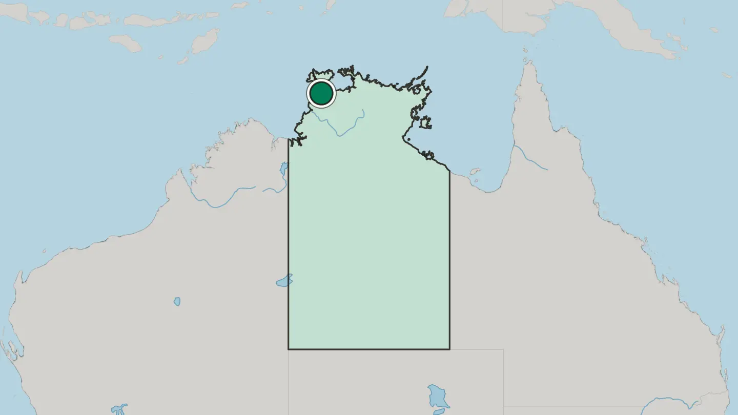 Map of Darwin in Australia