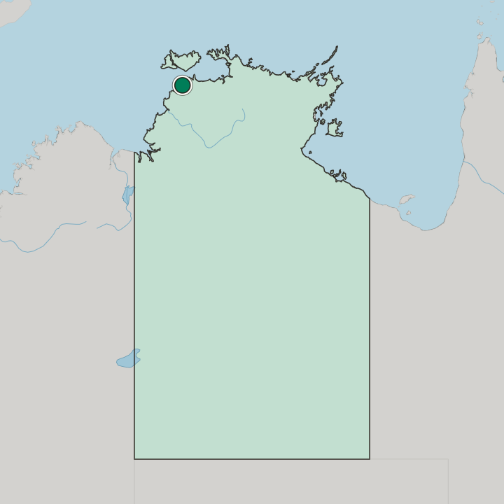 Map showing Darwin — In Northern Territory