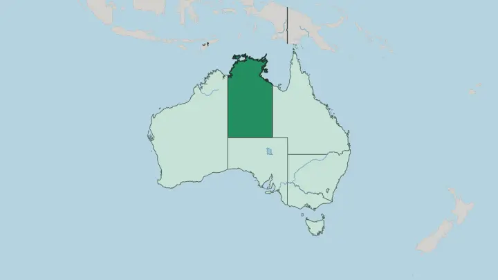 Map of Northern Territory in Australia