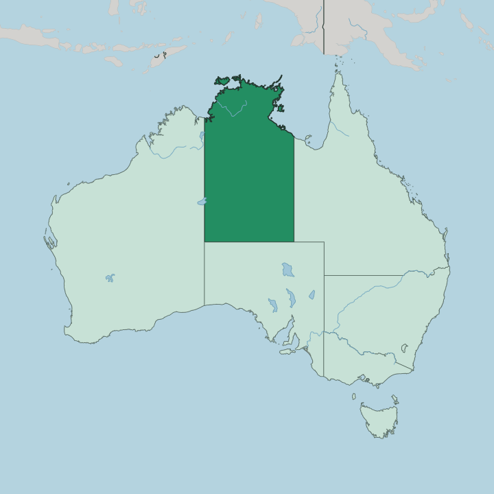 Map showing Northern Territory — In Australia