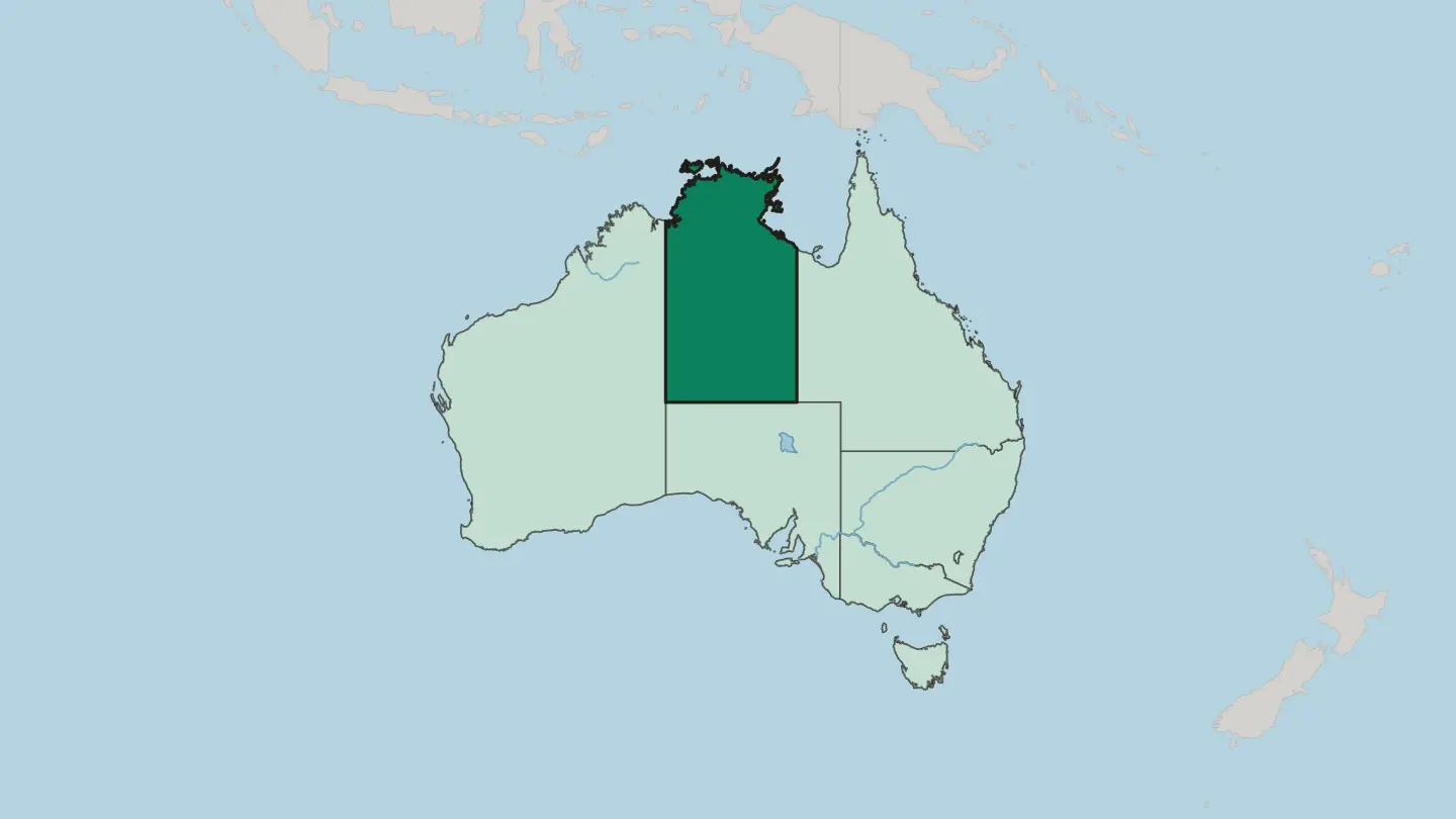 Map of Northern Territory in Australia