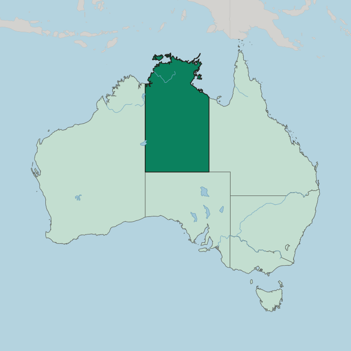 Map showing Northern Territory — In Australia