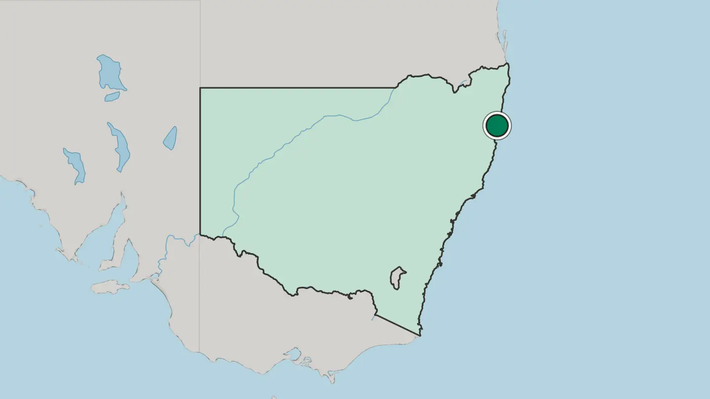 Map of Coffs Harbour in Australia