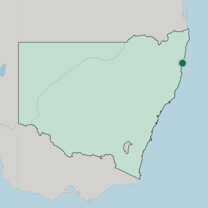 Map showing Coffs Harbour — In State of New South Wales