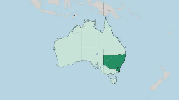 Map of State of New South Wales in Australia