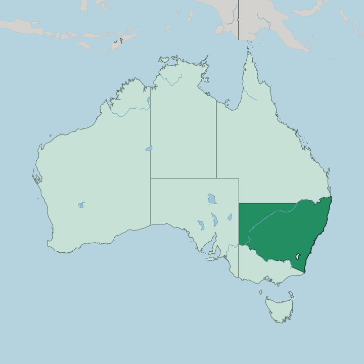 Map showing State of New South Wales — In Australia