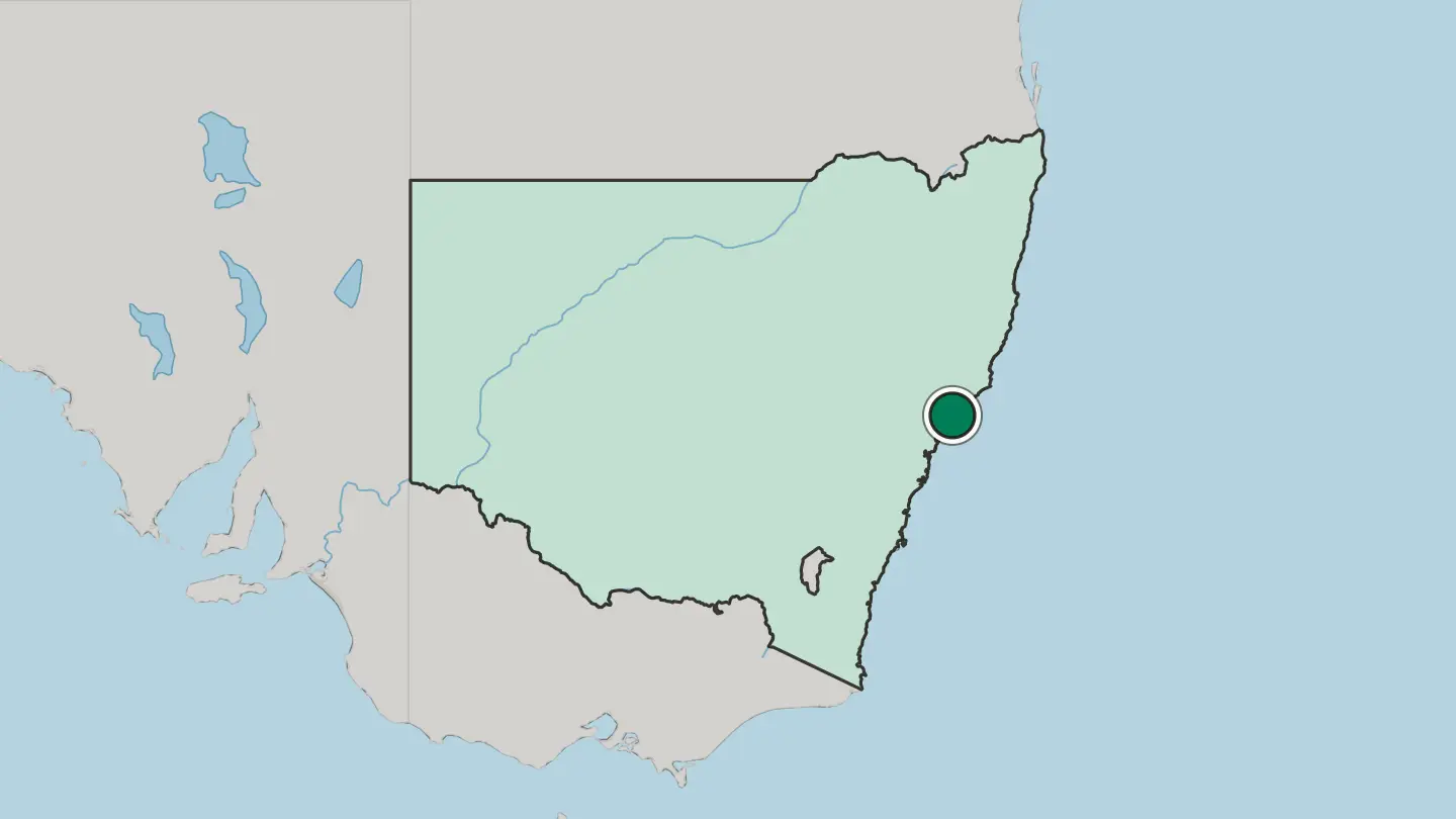 Map of Newcastle in Australia