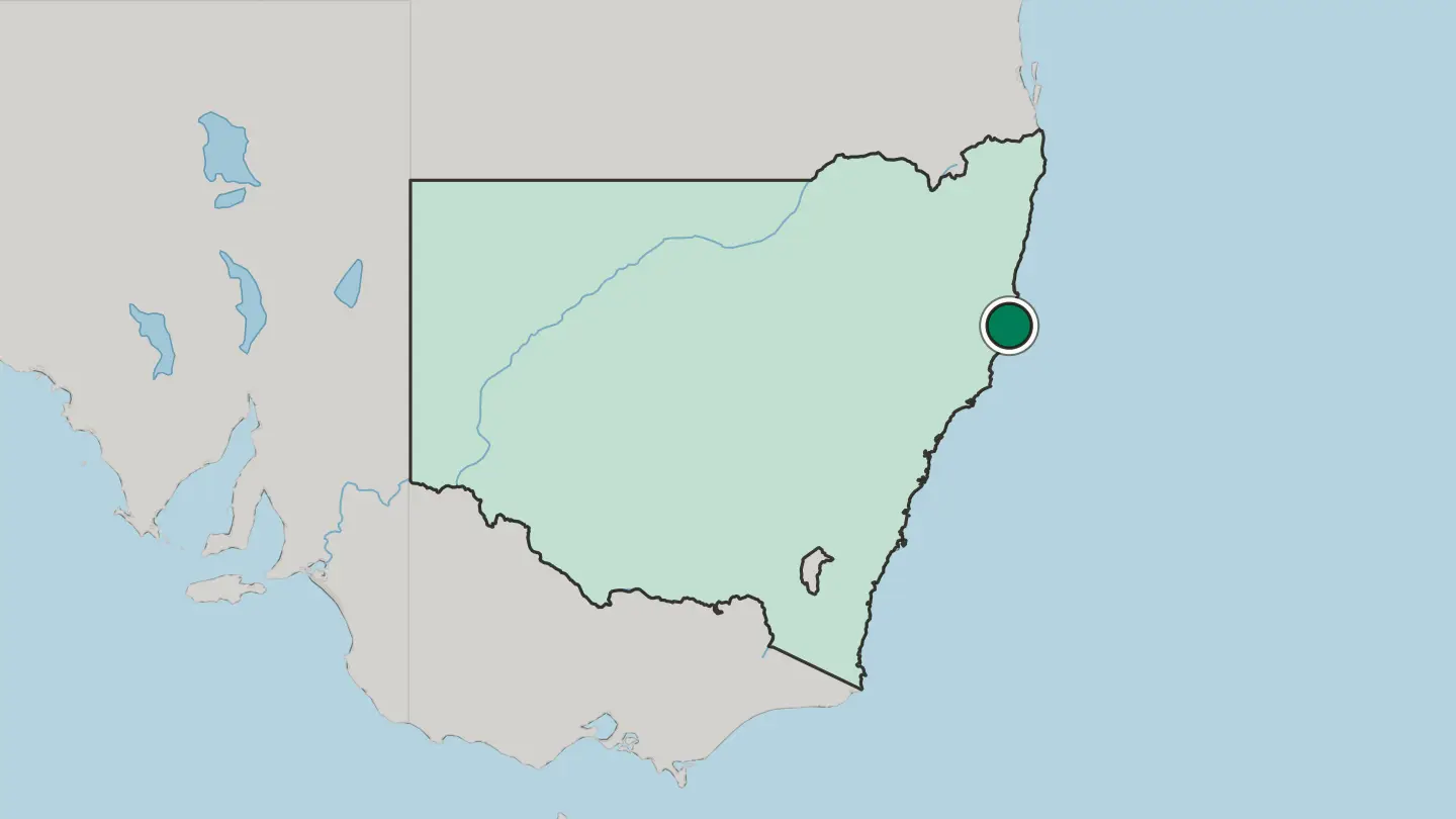 Map of Port Macquarie in Australia