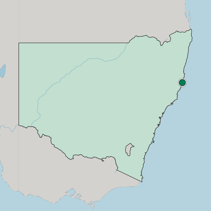 Map showing Port Macquarie — In State of New South Wales