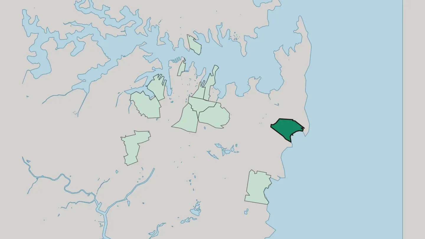 Map of Bondi Beach in Sydney