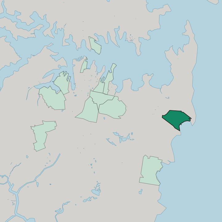 Map showing Bondi Beach — In Sydney