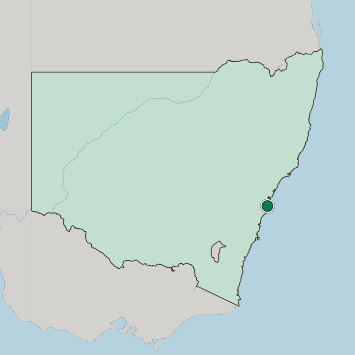 Map showing Bondi Beach — In State of New South Wales