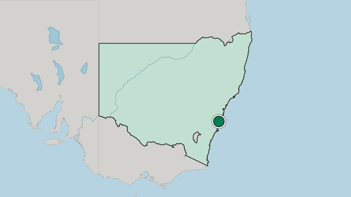Map of Wollongong in Australia