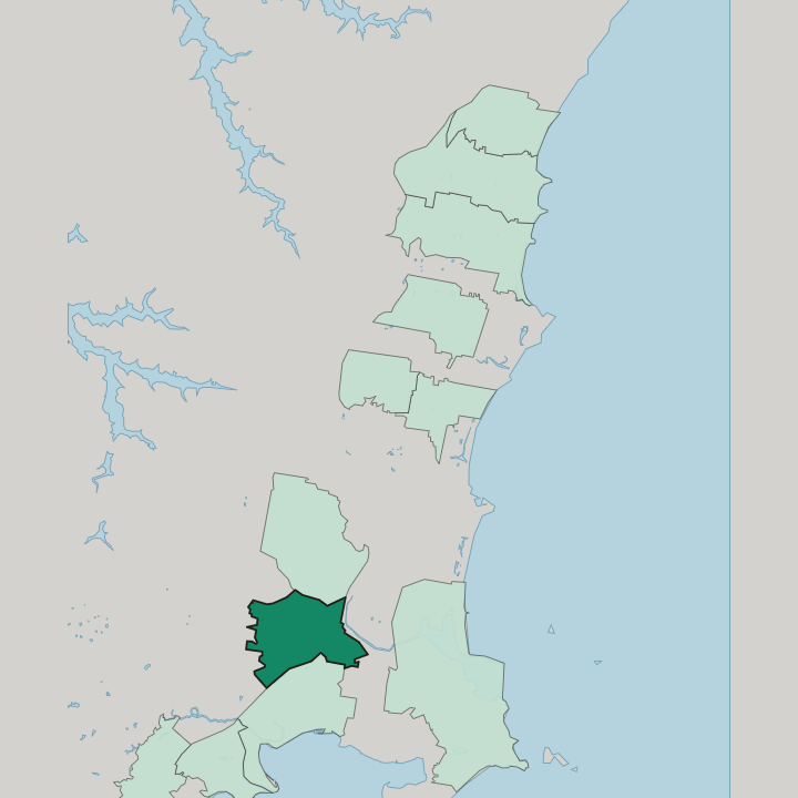 Map showing Unanderra — In Wollongong