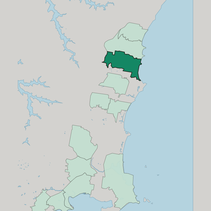 Map showing Woonona — In Wollongong