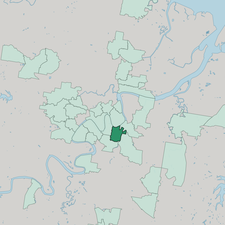 Map showing East Brisbane — In Brisbane