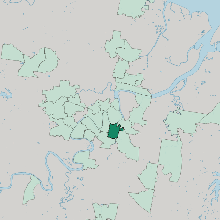 Map showing East Brisbane — In Brisbane