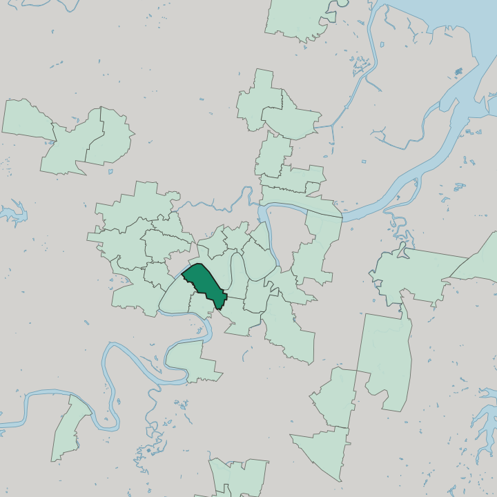 Map showing South Brisbane — In Brisbane