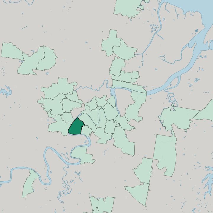Map showing West End — In Brisbane