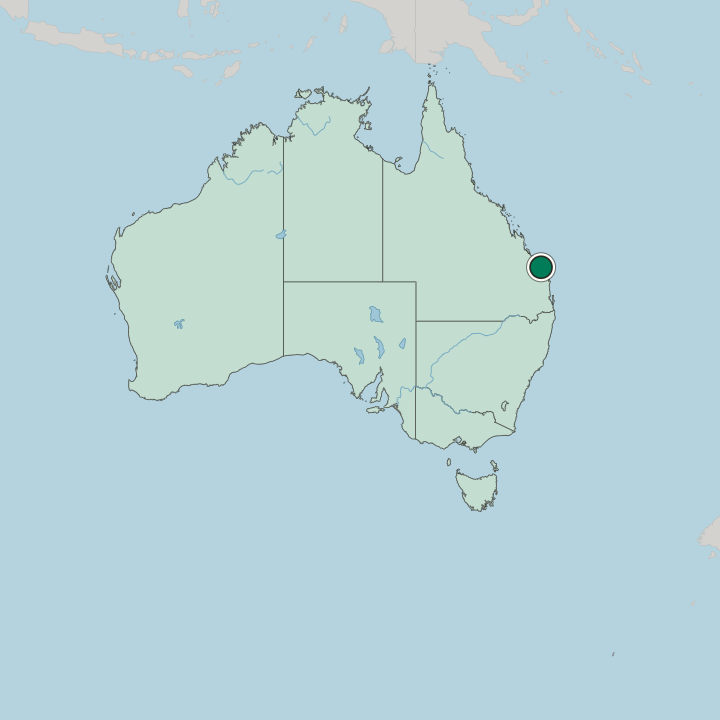 Map showing Bundaberg — In Australia