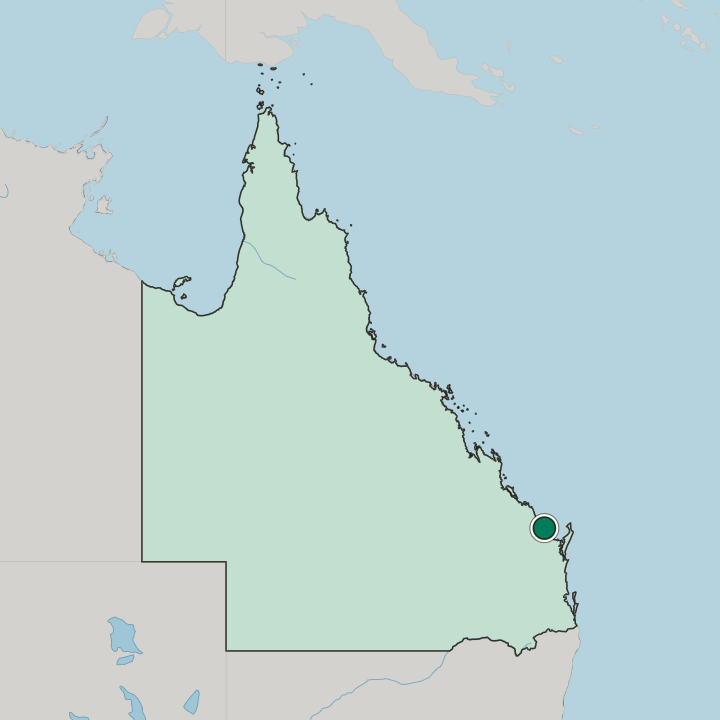 Map showing Bundaberg — In State of Queensland