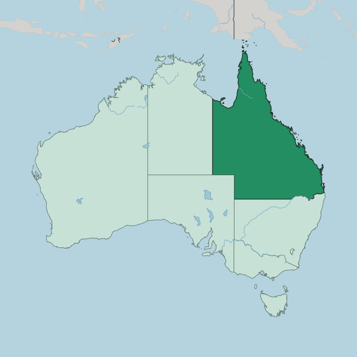 Map showing State of Queensland — In Australia